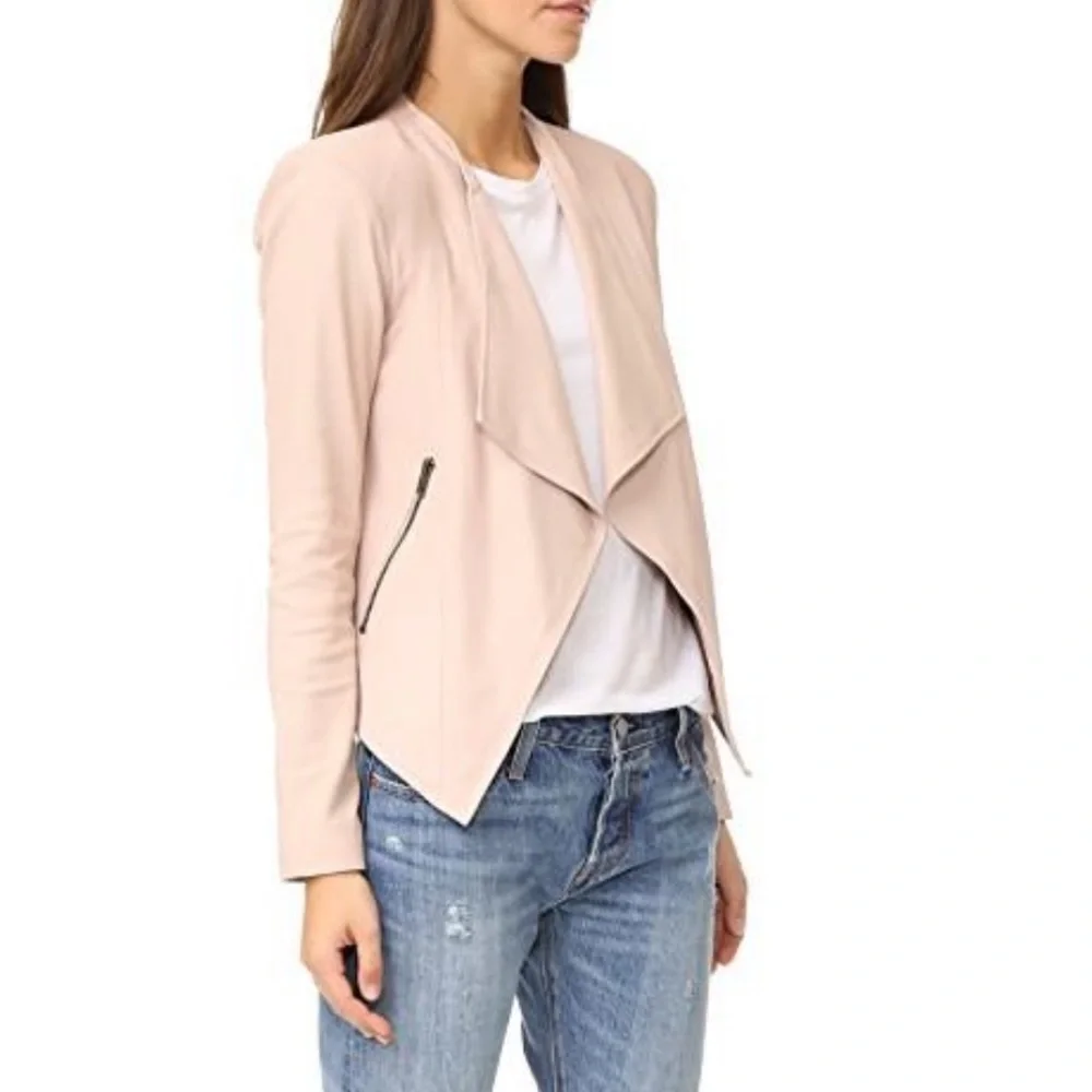 BB Dakota Kenrick Leather Draped Front Jacket - Picture 4 of 13